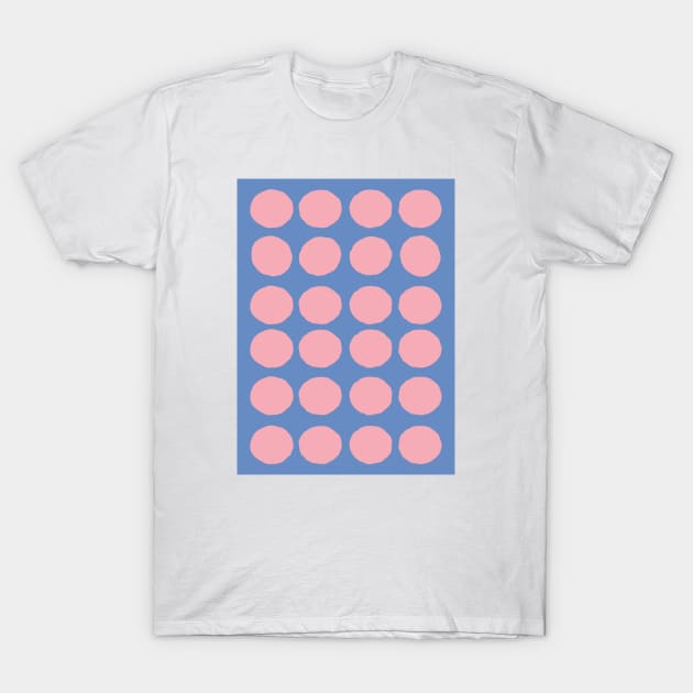 Retro Round Pattern - Blue Pink T-Shirt by Colorable